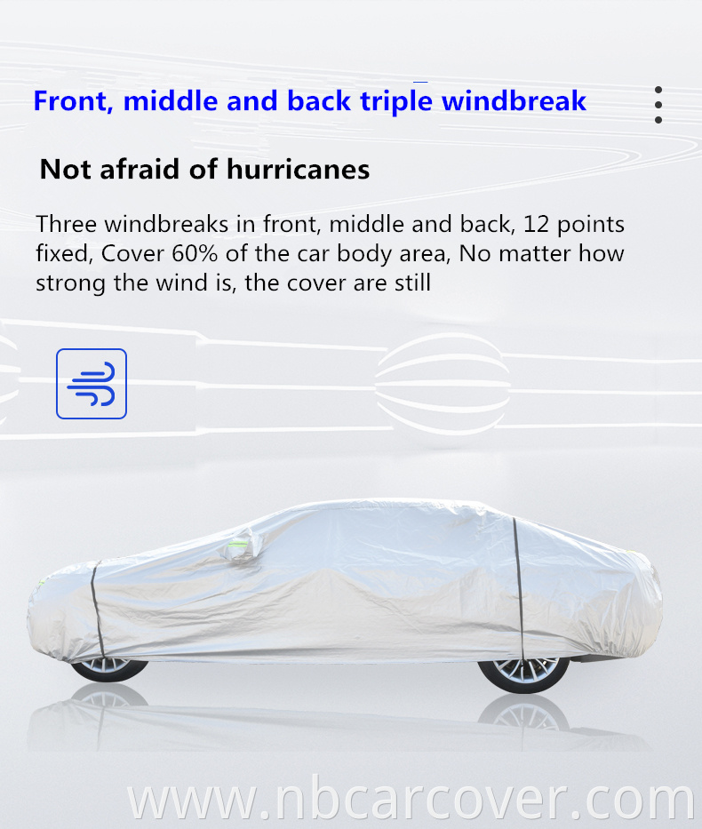 Waterproof all weather breathable uv protection 6 layers portable tarpaulin aluminum foil car cover